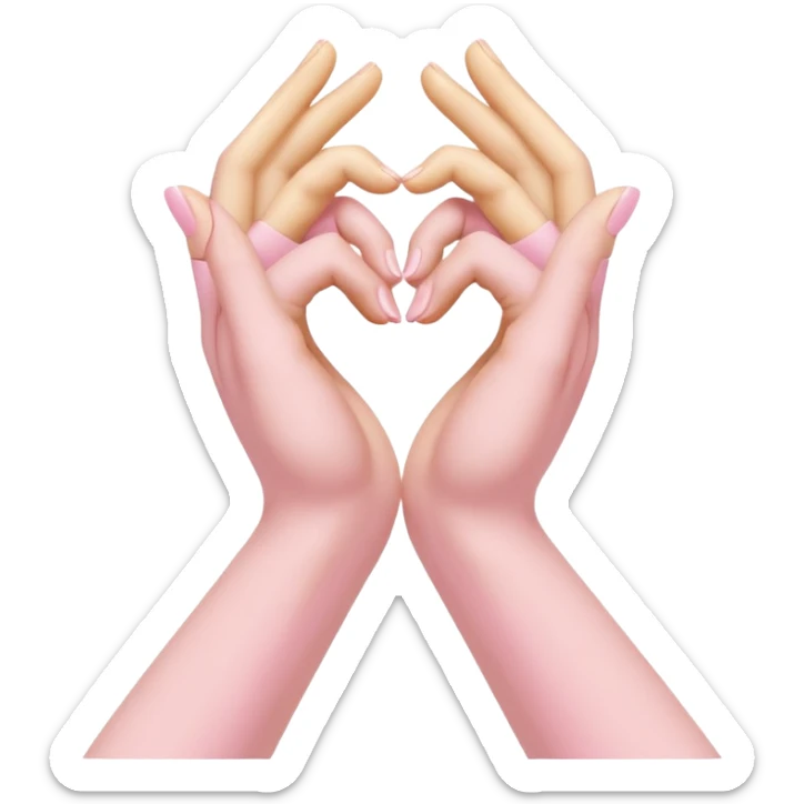 A pair of hands making a “heart” gesture in soft pink, beige and yellow pastel light sticker