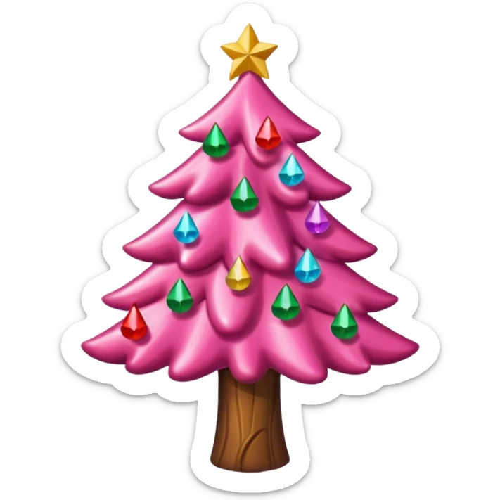 Crea un arbol de navidad en color rosa que parezca de caramelo Agrega luces navideñas sticker