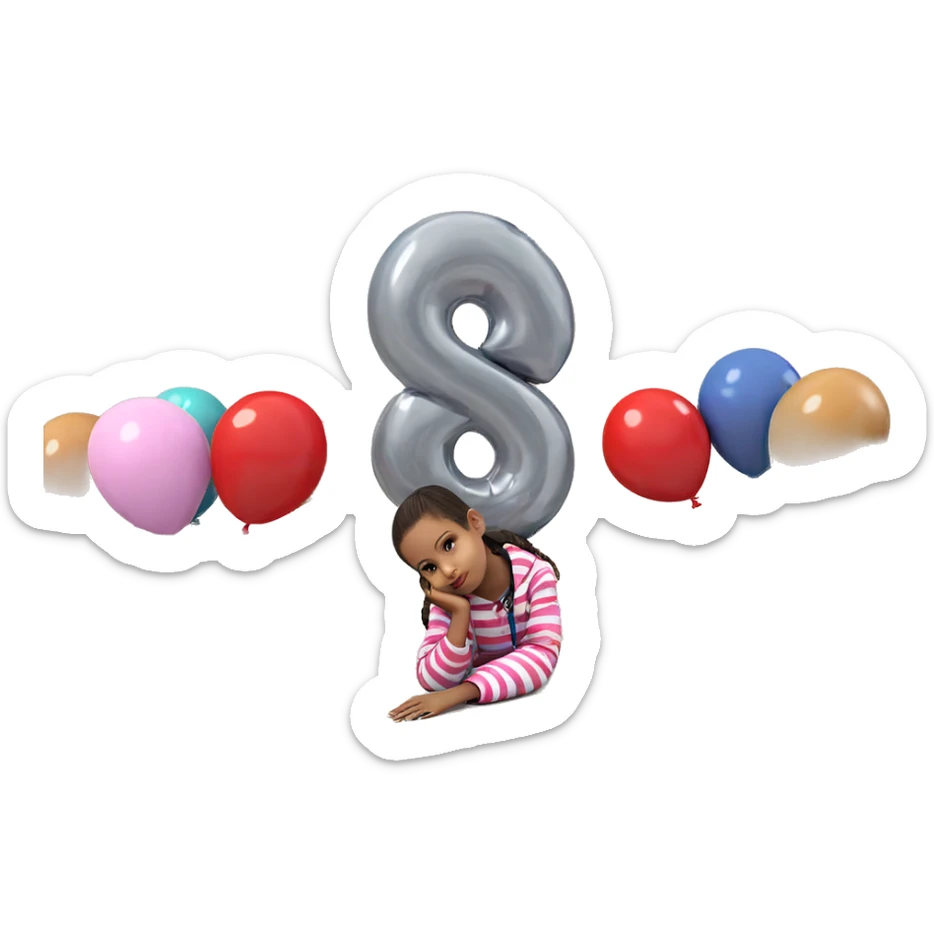 girl with balloon and bag sticker