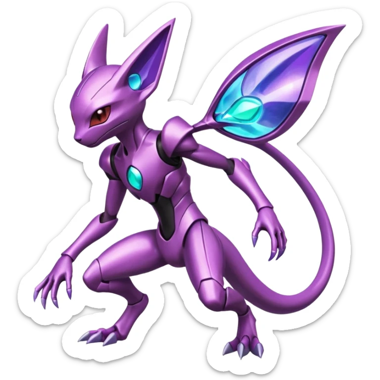 Futuristic armored cyber-Mewtwo-Sableye-Genesect-Deoxys-Espeon-alien-hybrid-fusion sticker
