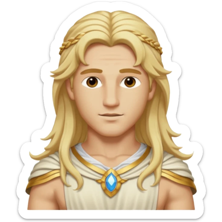 Adonis, God of Beauty from Gods and Goddesses with long golden blonde hair, cream outfit sticker