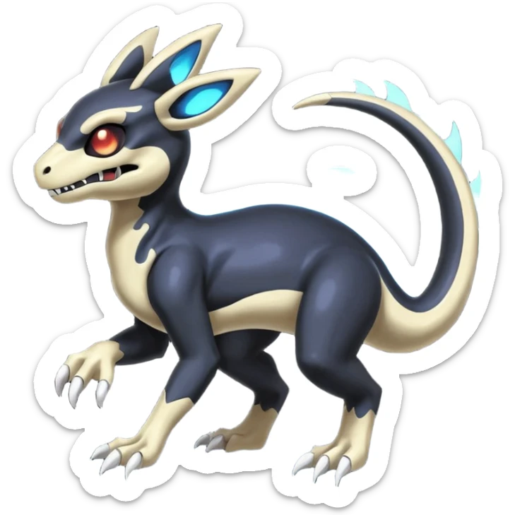 Shiny Duskull-Cubone-Salandit-Umbreon-Fakémon-hybrid-creature (full body)  sticker