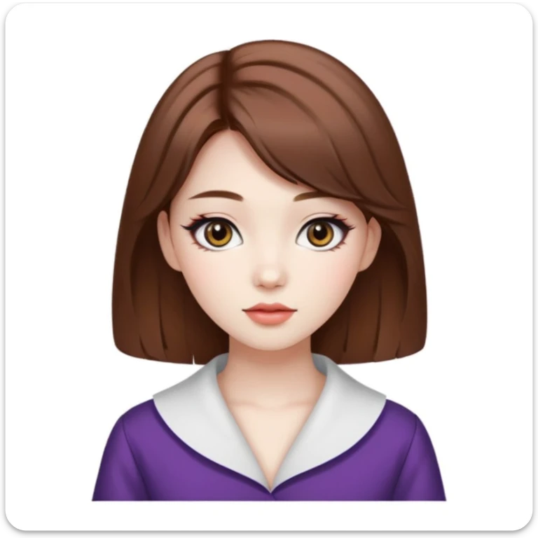 Pale girl with brown hair and Korean makeup and coquette clothing sticker