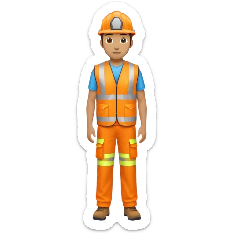 man  no helmet, in orange hi vis vest and chinos, standing full body sticker