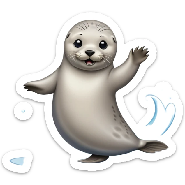 A seal grooves to the beat, dancing joyfully on the ice with flips and twirls! sticker
