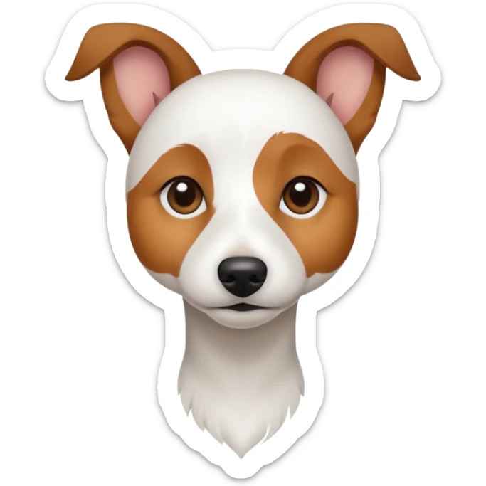 a fully white jack russell the size of a kelpie with light brown ears and a light brown patch on one eye sticker
