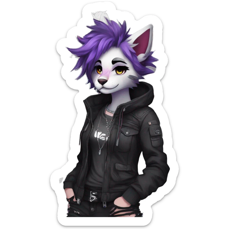 Edgy cute modern punk techwear anthro furry by Falvie, LiLaiRa, AngieWolf sticker