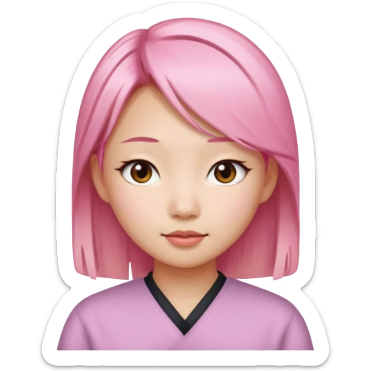An Asian girl with pink-blonde hair sticker