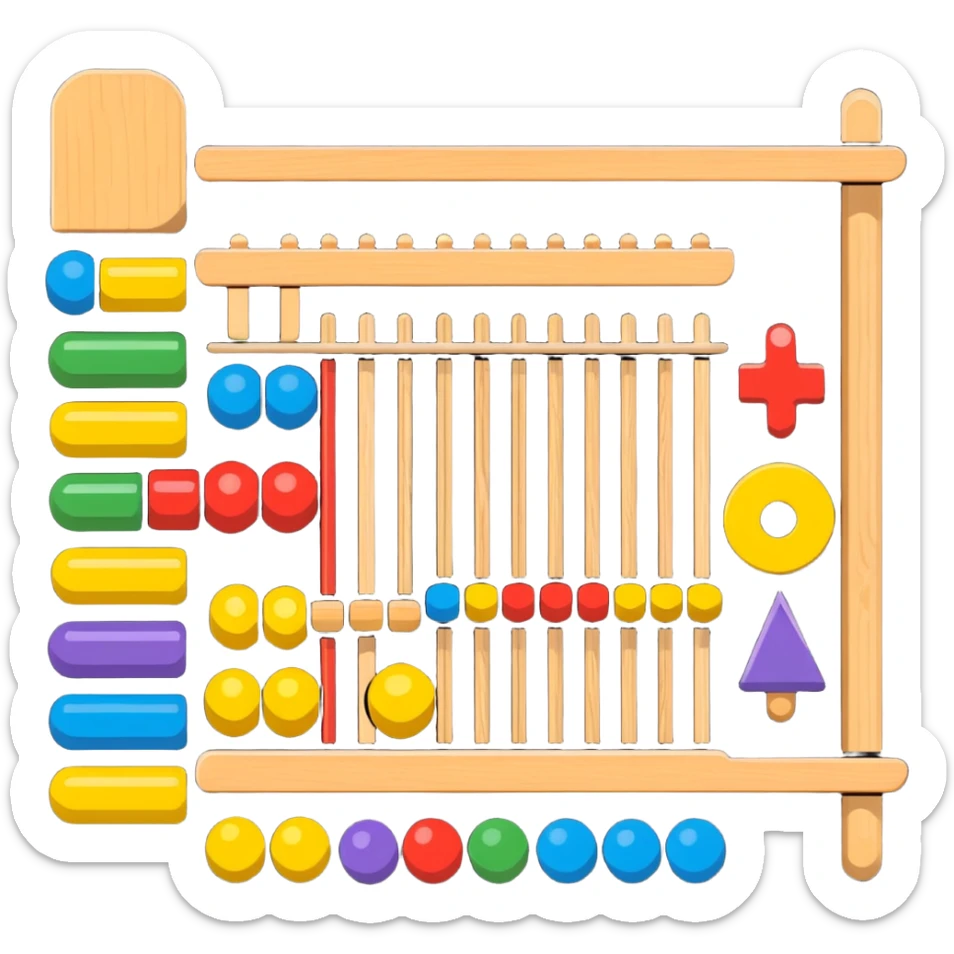 wooden montessori toys collection with puzzle, abacus, and shape sorter sticker