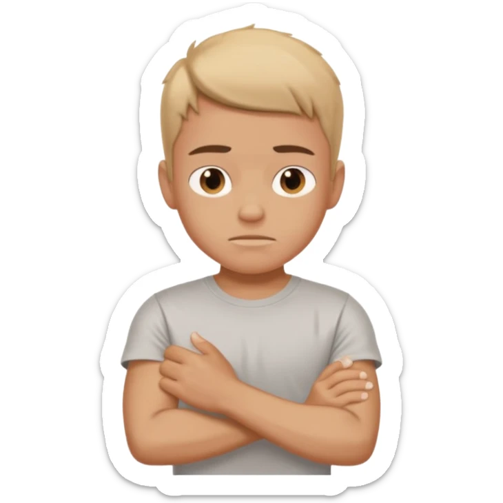 dolore muscolare a un arto di un ragazzo con la maglietta sticker