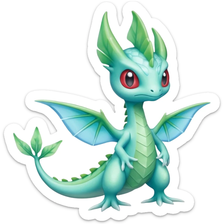 Icy Snowy frost flaky ethereal Celebi-Salamence-Grovyle-creature (full body) sticker