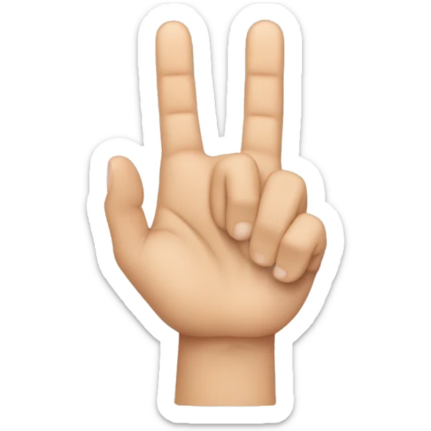 A hand with only the index and middle fingers in the air and the little finger resting on the ring finger and the thumb resting on the lying fingers. sticker