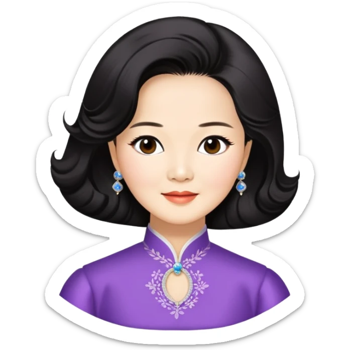 Teresa Teng famous Chinese singer with classic hairstyle, chest up portrait sticker