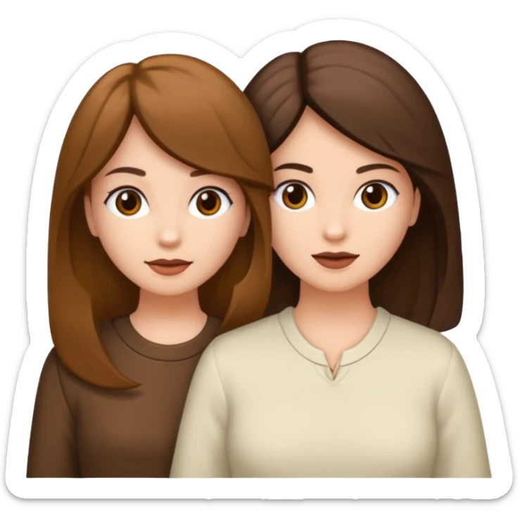 Crie um emoji meu e da minha mãe eu tenho cabelos cacheados e ela tem o cabelo liso curto e branco, nos duas somos cores branca sticker