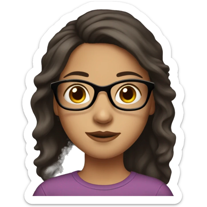 Girl with dark brown hair and brown eyes and glasses sticker