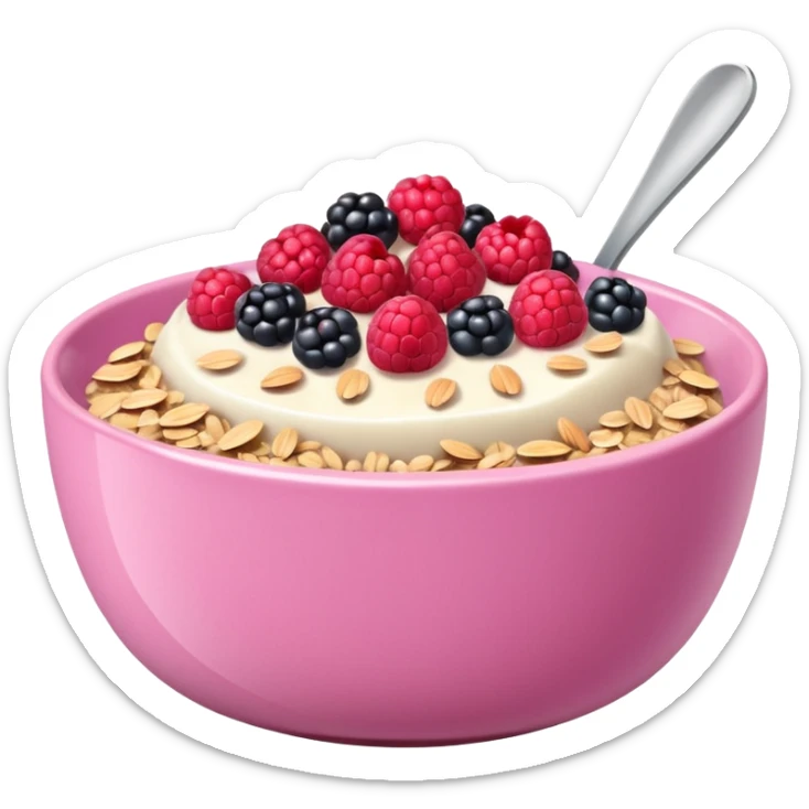 Pink yogurt bowl with oats and mixed berries  sticker