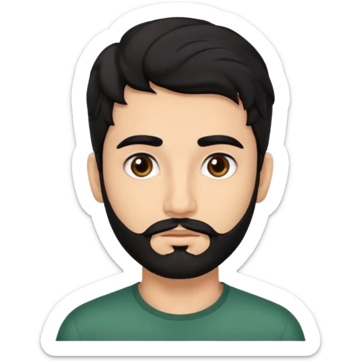 young fair skin Pakistani man with black beard wavy hair and thin brown eyes and thick eyebrows sticker