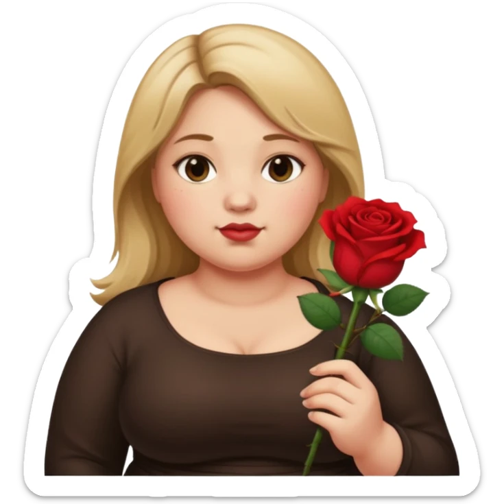 ash Trevino is a fat girl with dirty blonde hair and has a rose in her hand , really fat sticker