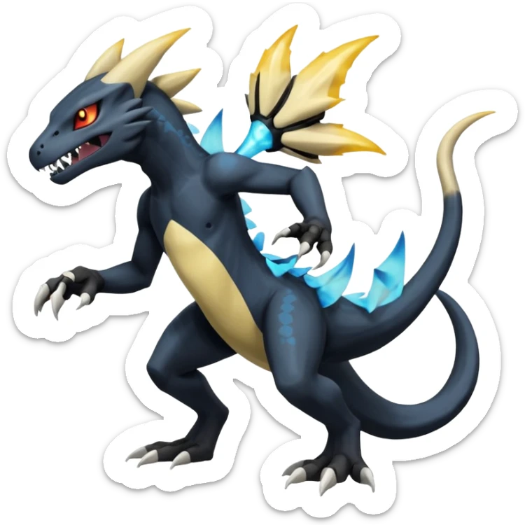 Salandit-Duskull-Marowak-Manectric-Zeraora-Fakémon-hybrid-creature (full body)  sticker