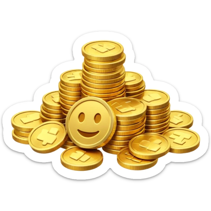 small pile of gold coins, 3D emoji style, shiny gold, no symbols, no text,  sticker