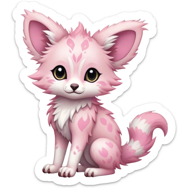 Feral Rare Fantasy cute pastel pink Vernid-Trico-species by LiLaiRa, random markings, tufted ears, full body sticker