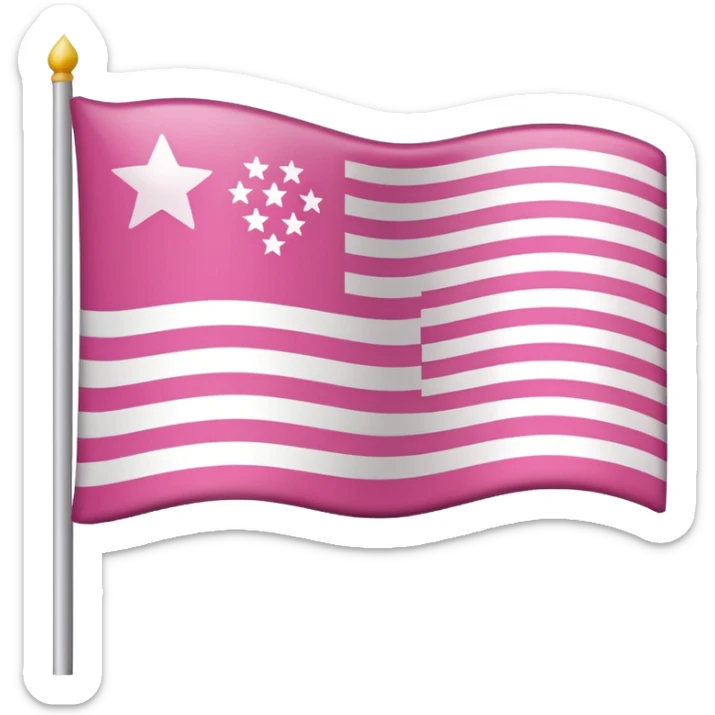 pink american flag without flagpole, pink and white stripes and dark pink background with white stars sticker