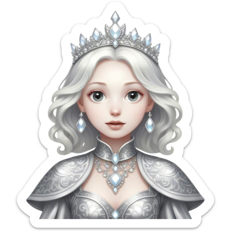 Cinematic, Ultra realistic 32k HD, Breathtaking piece of art, rim lighting, hauntingly beautiful art, mostly greyscale, Balanced features, highly detailed digital artwork, glowing with silver light, glowing, high shine, deviant adoptable, highly detailed clothing, remembrance, a painting of white silver, fanciful, enchanting, ghostly, embodying the essence of both reality and fantasy, dreamy, dreamy glow, optical illusion, immaculate composition, complex pose, air composition. The image is so lifelike that it feels as though it could leap off the canvas at any moment sticker