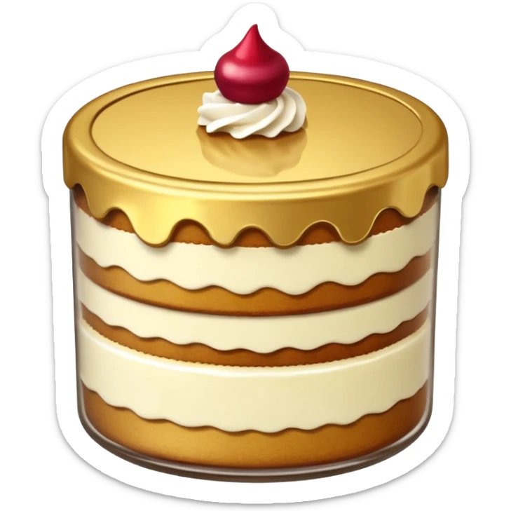 A layered small jar of cake that is gold outline black background ONLY GOLD I just wanted to be an outline on a black screen. sticker