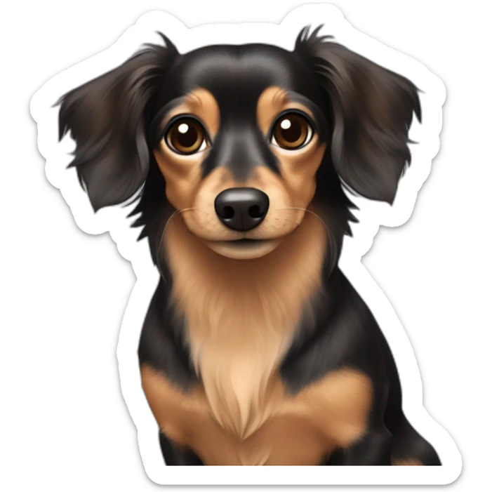 Long hair dachshund Chihuahua mix with balck & dark brown hair sticker