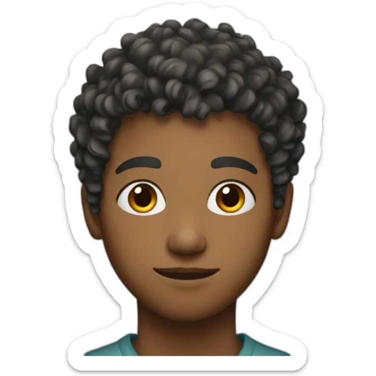 white teen kid with taper fade and mid short curly hair sticker