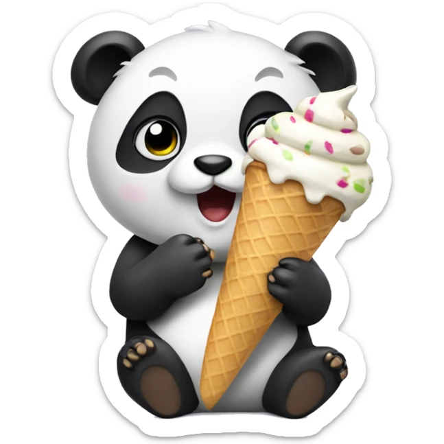 Panda eating ice cream sticker
