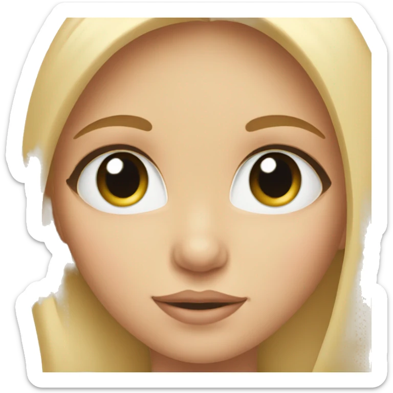 Blonde woman with blue eyes. Holding brunette toddler with brown eyes  sticker