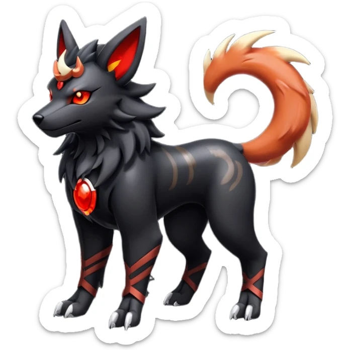 Shiny Gothic Exotic Futuristic Houndoom-Arcanine-Zorua-Torracat-Pokémon-Fakémon-hybrid-creature sticker