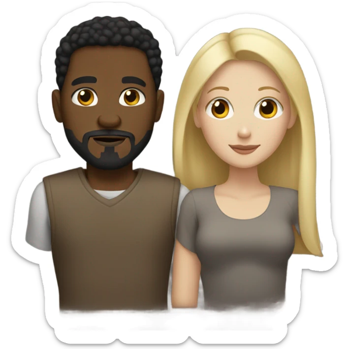 black man with goatee and white woman blonde hair brown eyes sticker