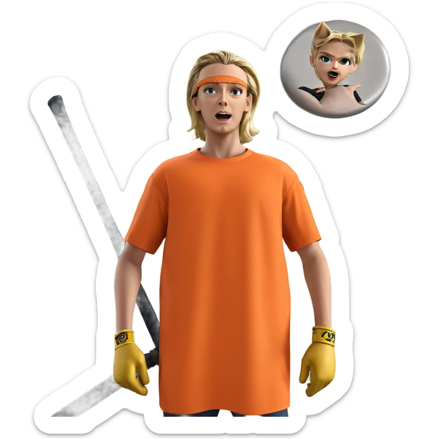 blonde boy with bat gloves sticker