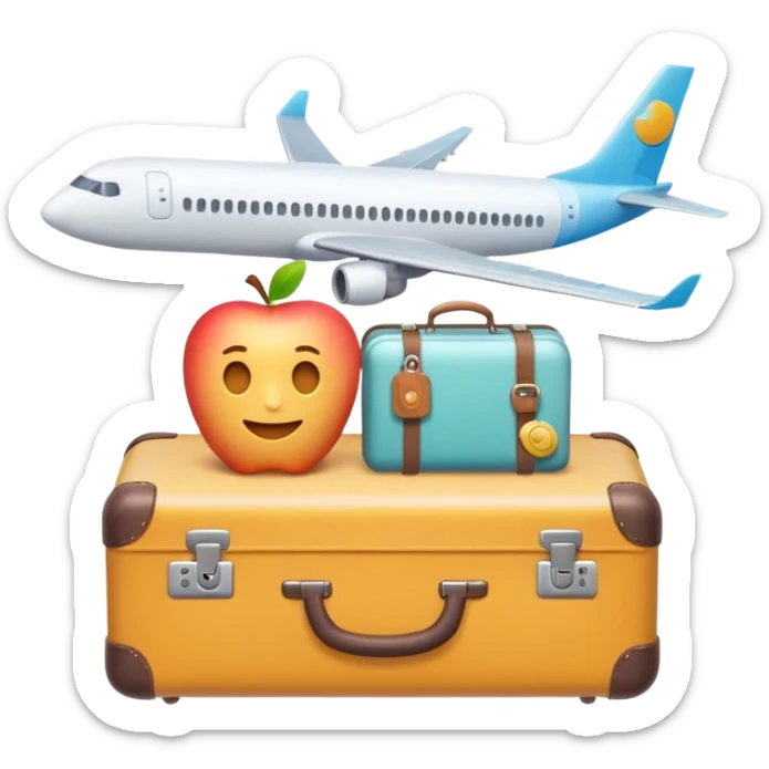 Premium travel moodboard emoji, Apple-style 3D emoji, pastel gradients, minimal travel symbols, calm aesthetic, soft shadows, high-detail, square app icon. sticker