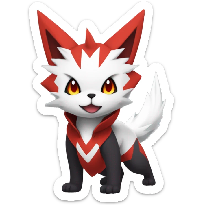 Black Cool Edgy Anthro Zangoose Litten Fakémon  with White and Red Edgy markings sticker