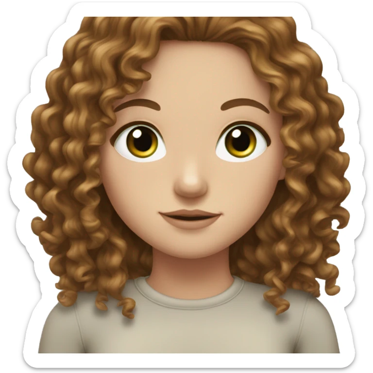 white girl green eyes and curly brown hair sticker