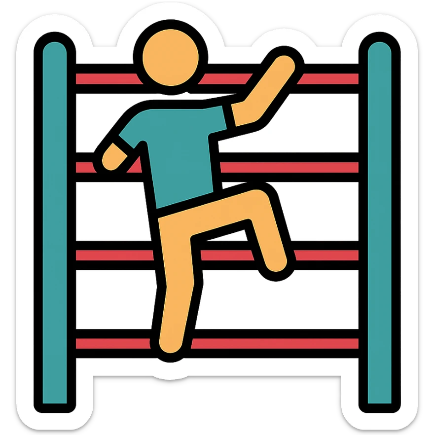 color outline icon of a person climbing on a jungle gym sticker
