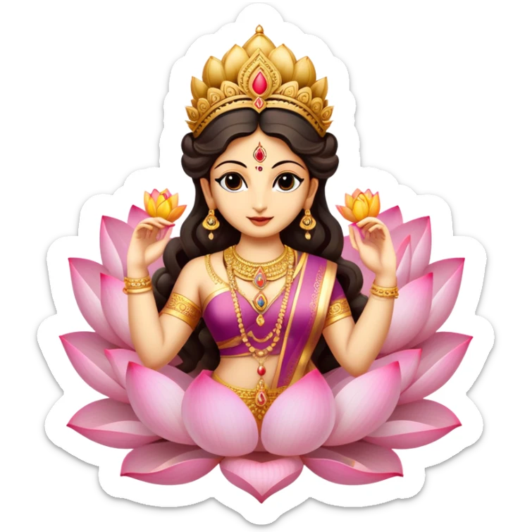 hindu goddess lakshmi in a lotus and heart in middle  sticker