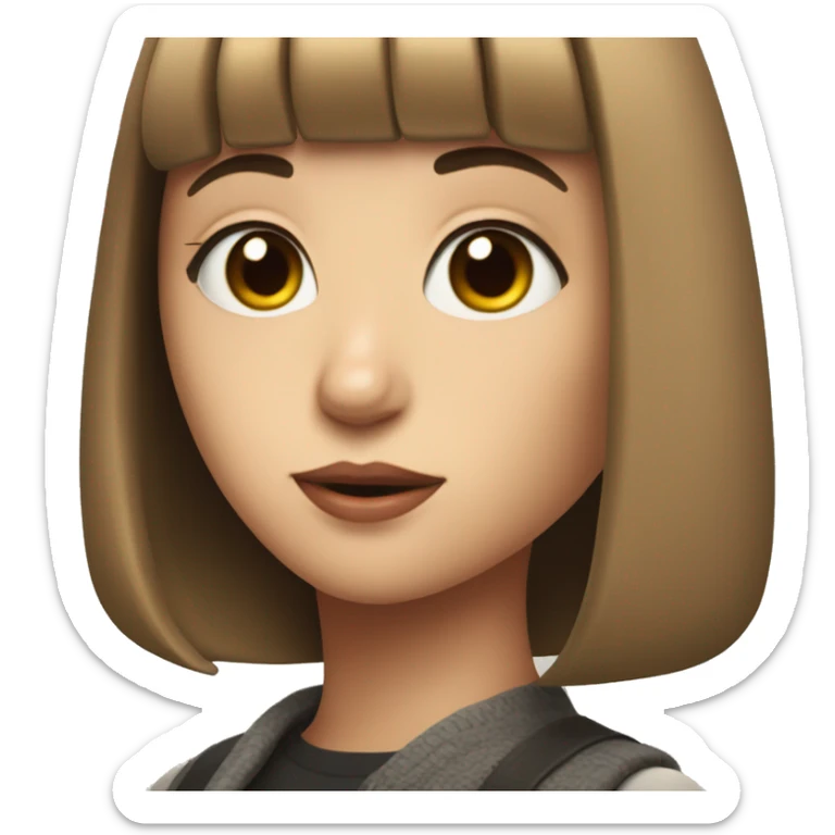 portreit of beautiful girl with bob haircut looks like Mathilda from Leon movie sticker