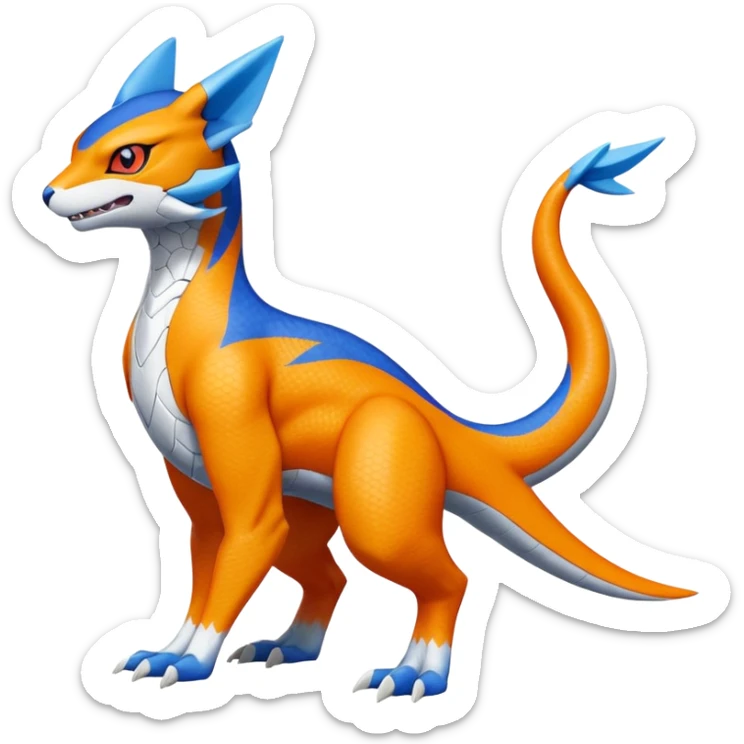 Gabite-Veemon-Digimon-Latias-Peppercat-Pokémon-Flamedramon-fusion-animal-hybrid-creature, Full body  sticker