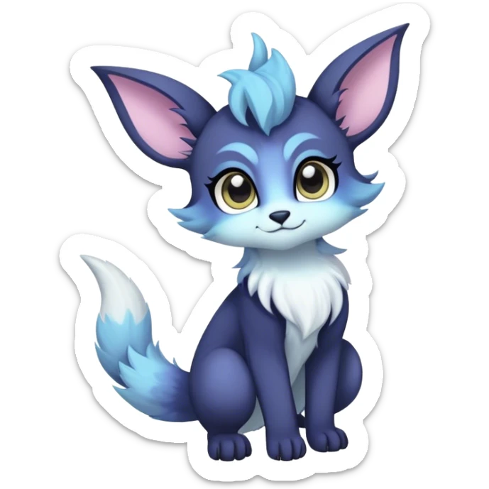 Kawaii dark fantasy ethereal anthro fursona Fakemon with tufted tail  sticker