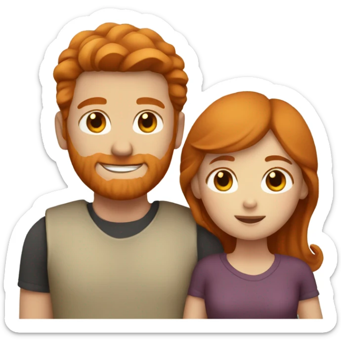 A man with ginger hair cuddling with a girl who has brown hair sticker