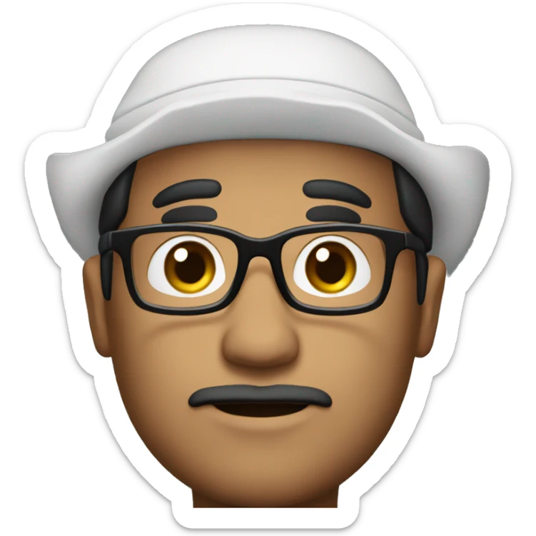 Man with glasses, dark hair, no facial hair, wearing colonial tricorne hat sticker