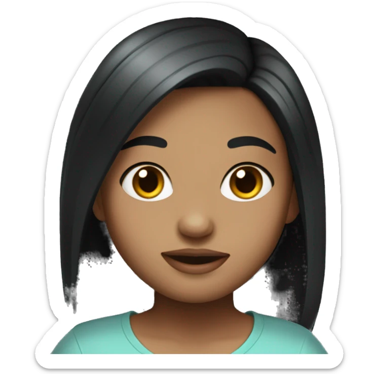 Just a cute looking girl with black a hair and fair skin sticker