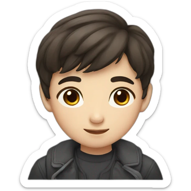 Asian boy with European girl with dark hair and brown eyes sticker