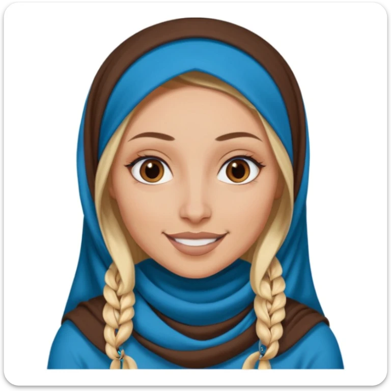 white girl with long blonde hair, blue eyes, tattoos, a septum nose piercing, and a dark skinned woman in a hijab with brown eyes sticker
