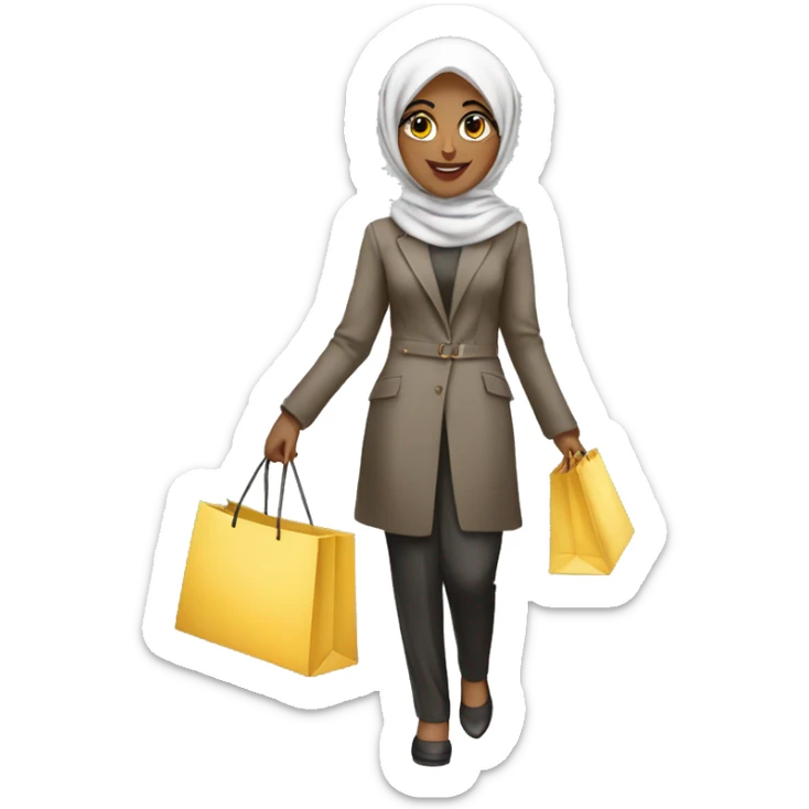 Fashionable-Muslim-girl-shopping-shopping bags sticker
