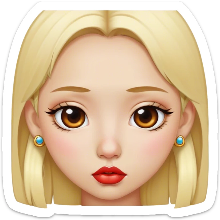 Girl with blonde hair piercing on the nose thick lips and Chinese eyes sticker